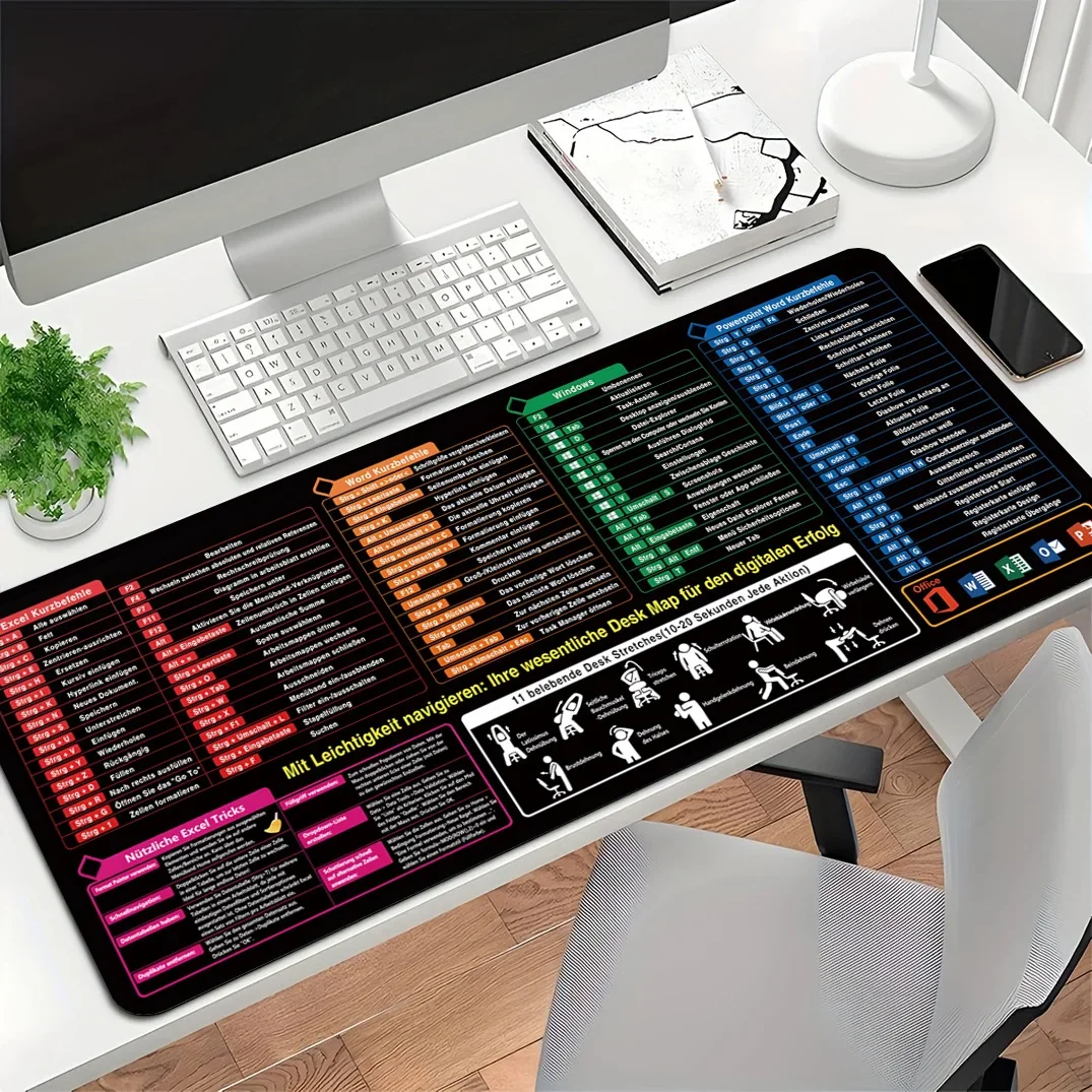 الألمانية الألمانية Excel Word Powerpoint Windows Shortcuts Keys Mouse Pad Desk Mat Cheat Sheet Software Web Mousepad Office المستخدمين #5