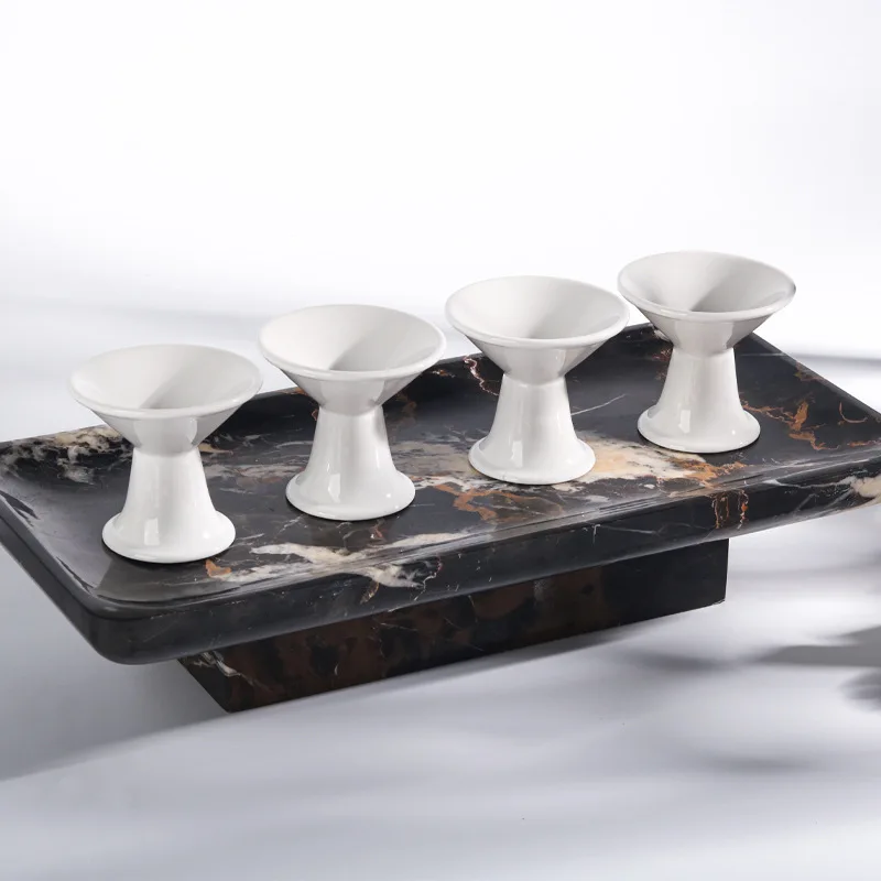 Neuer chinesischer Stil, leichte Luxusornamente, Rechtecke, Tabletts aus Marmorimitat, Modellhäuser