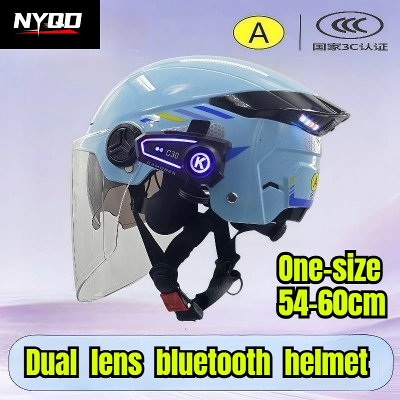 

Motorcycle Half Helmets Summer Riding Men Women Dual Mirrors Helmets with External Bluetooth Earphones casco moto