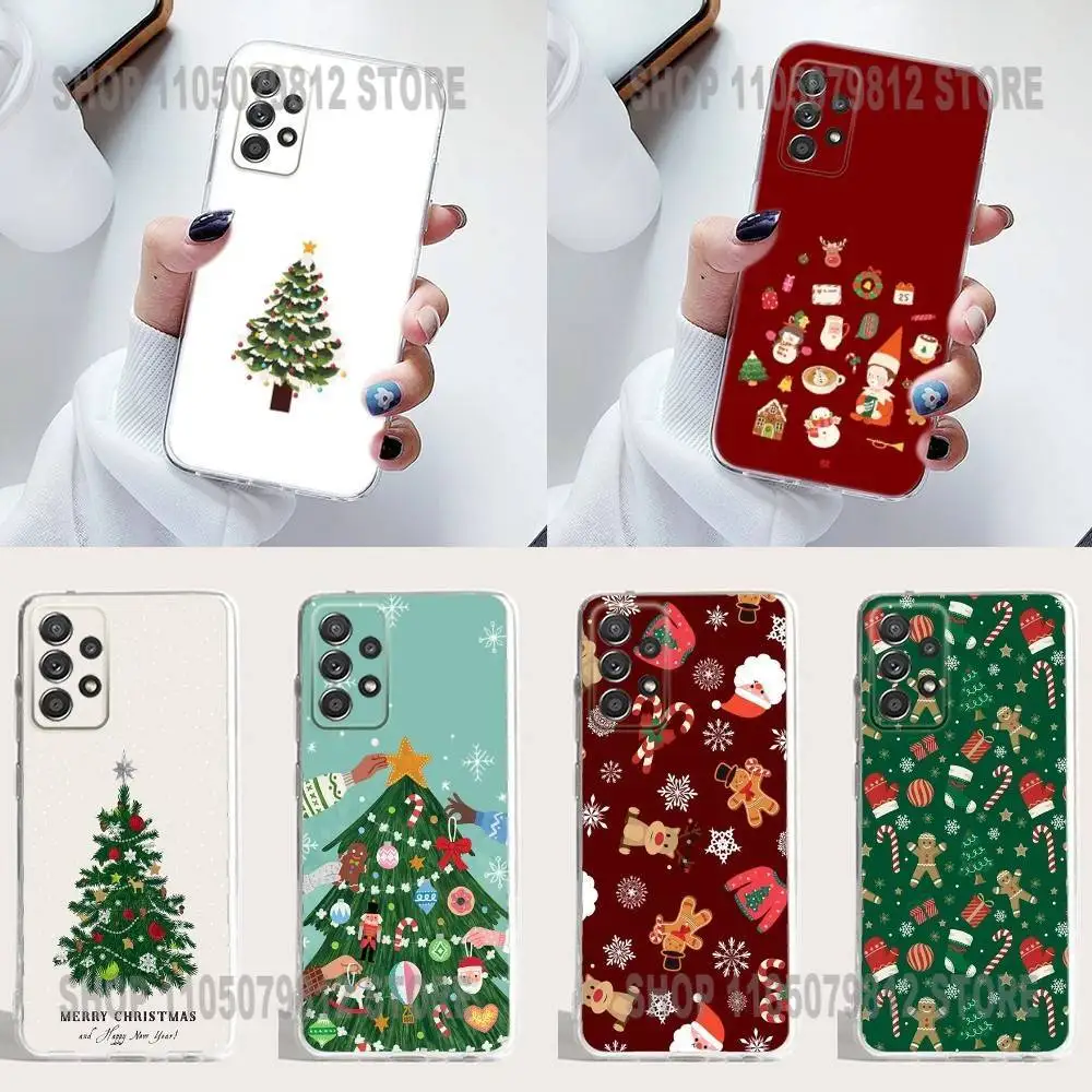 

Festive Christmas Tree Graphic Phone Case Silicone For Samsung S30,23,21,22,20 FE lite,S10,9,PIus Note20ultra Soft Transparent
