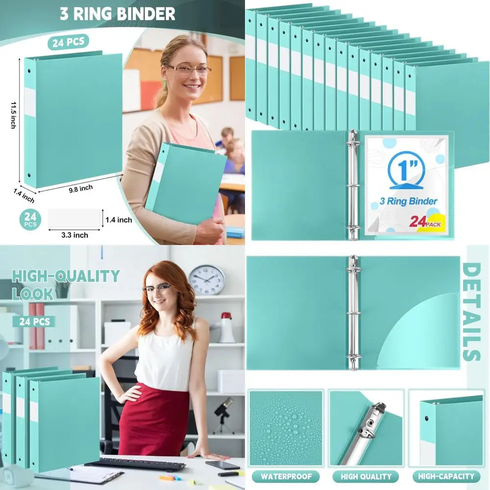 

1 3-Ring Plastic Binders, Flexible PP, Letter Size 8.5x11, Holds 240 Sheets, Interior Pocket, Mint Green