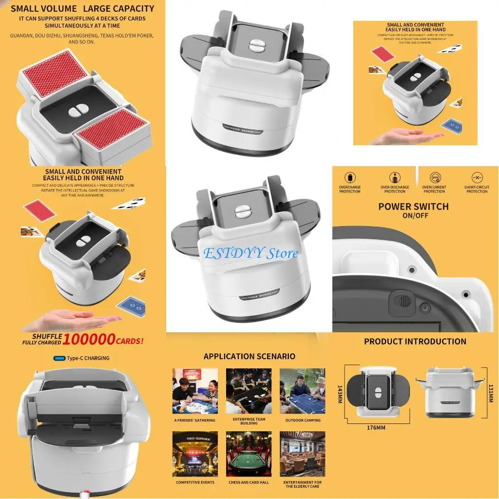 

Автоматические машины для тасования карт G6DE, простые в использовании, 4 колоды, бесшумная конструкция из пластика