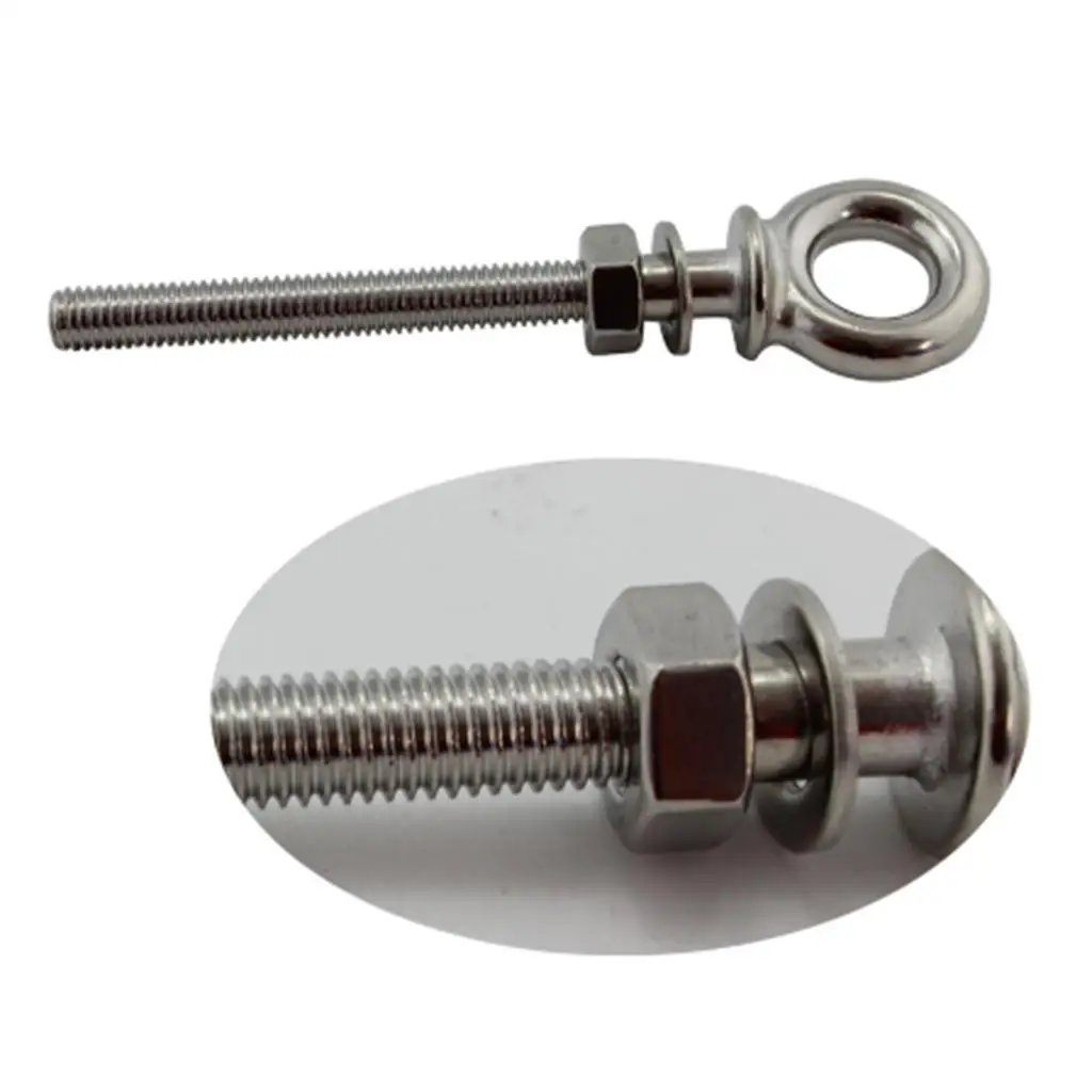 1Pc M6 x 60mm Stainless Steel Lifting Eye Bolts Eye Bolts with Nuts & Washers Set Round Screw Fasteners