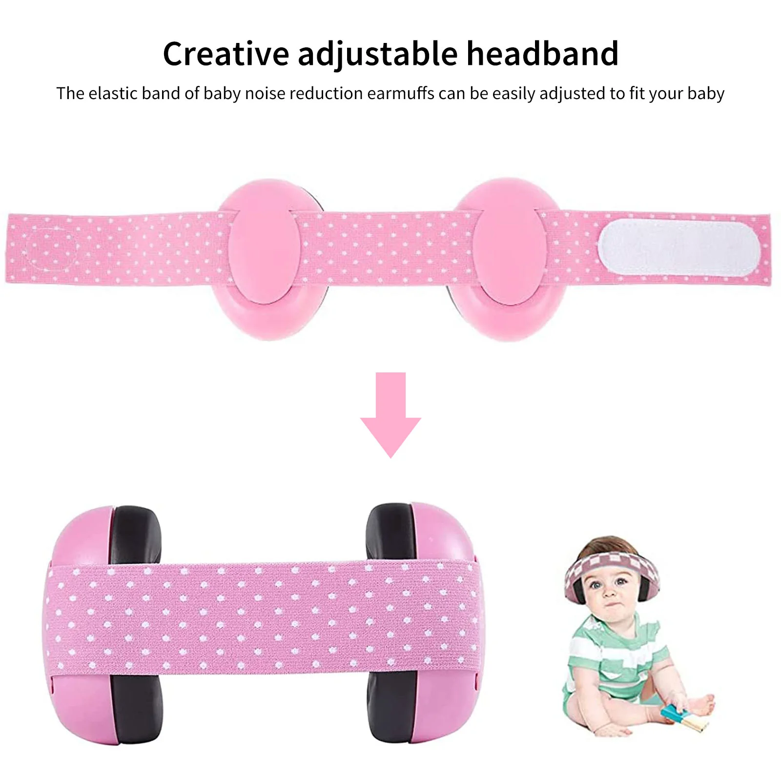 Baby Earmuffs Protection Comfortable Infant Ear Muffs Prevent Hearing Damage&Improve Sleep Adjustable Elastic Headband