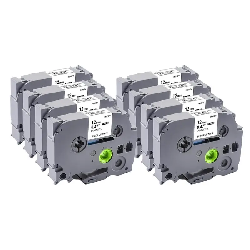 

New--8 Pack Replacement For Brother Touch Label Make Refills, Black On White Use For Brother Maker PT-2040 PTD210 PTD400AD