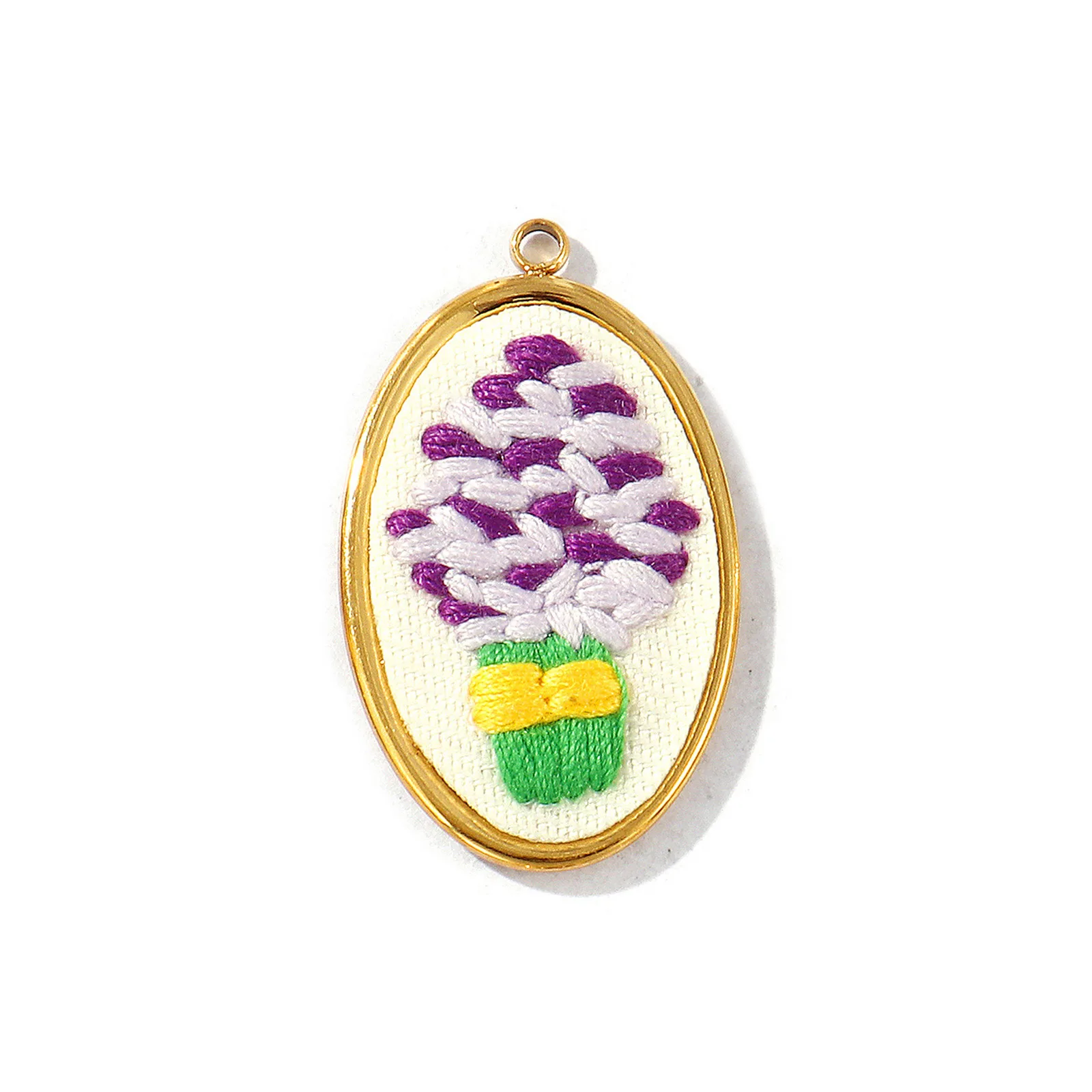 2PCs 2026 New Arrivals Embroidered Flower Pendant 304 Stainless Steel 18K Real Gold Plated Geometric Hypoallergenic Charms DIY