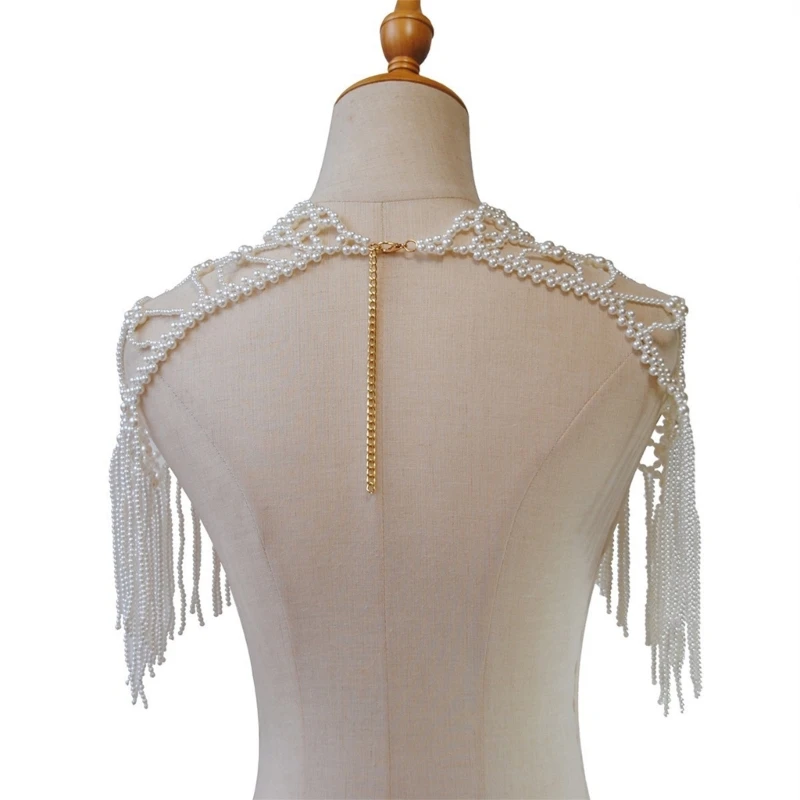 Fringed Pearl Shawl Wrap for Evening Party Pearl Shoulder Wrap Fashion Cloak Pashmina Wrap for Cheongsam Wedding Gowns