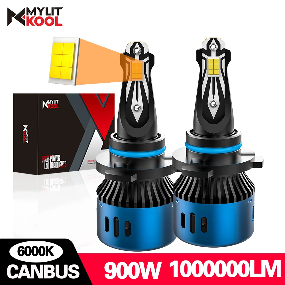 

1000000lm 9005 Hb3 9006 Hb4 H1 Led Headlight Canbus Car Light 1:1 Size 900w Turbo Automobile Light Bulb Fog Lamp 6000k Plug&play