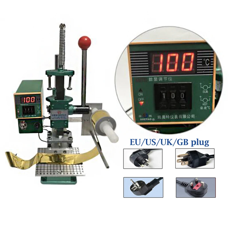 Manual Hot Stamping Machine, Leather Logo Printing, Hot Press Creasing Branding, Bronzing Equipment, 220V, 110V