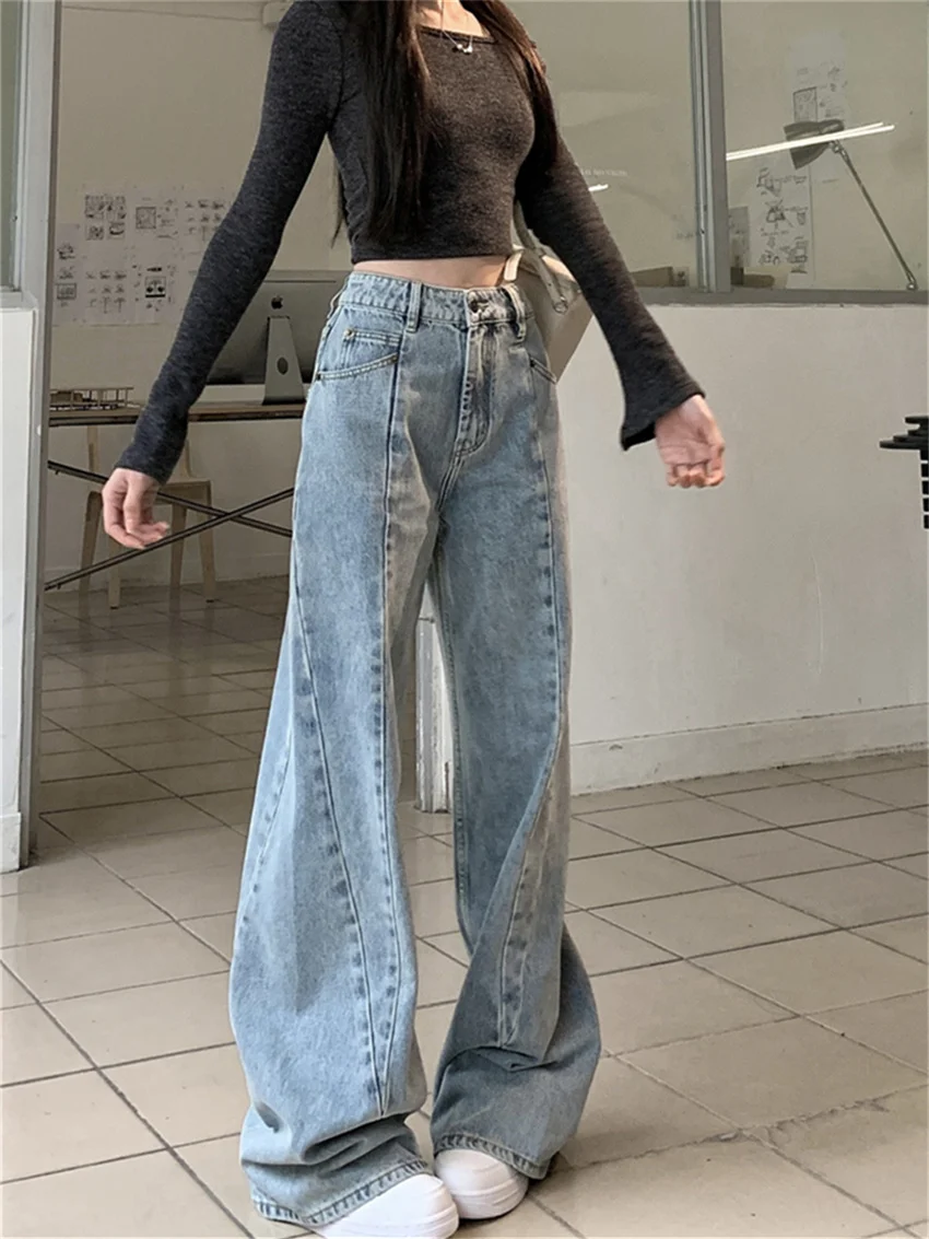 Alien Kitty XS-L pantaloni in Denim a vita alta Chic Patchwork donna 2024 Mopping gamba larga moda estiva sciolto Slim Mujer nuovi Jeans