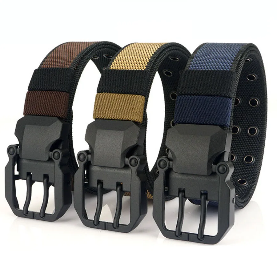 Double Needle Pin Buckle Belt Casual Nylon Belt For Men Cozy Durable Male Jeans Waistband Outdoor  Double-sided available