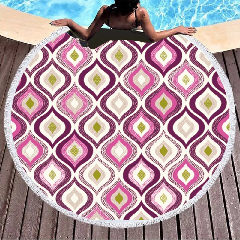 luxury Towel spa bath towels for the body Microfiber bath robes for women shower geometric round compressed print microfiber