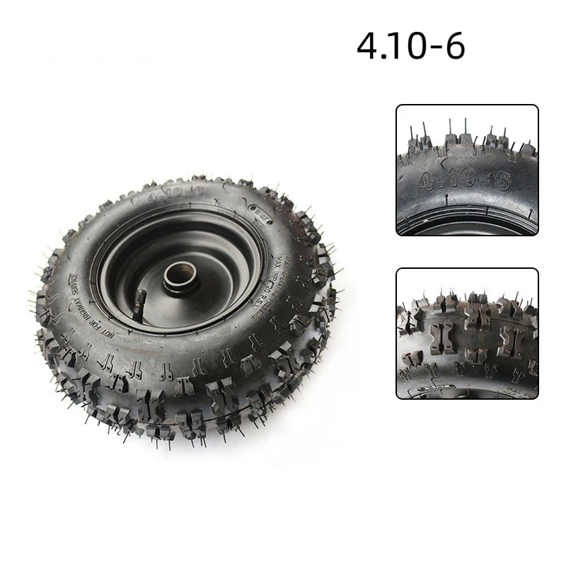 1 Pair 4.10-6 Front Tire +Tyre Rim Wheel Assembly 4.1-6 for Lawn Mower Kids' Go Cart ATV Quad Snow Blower Thrower