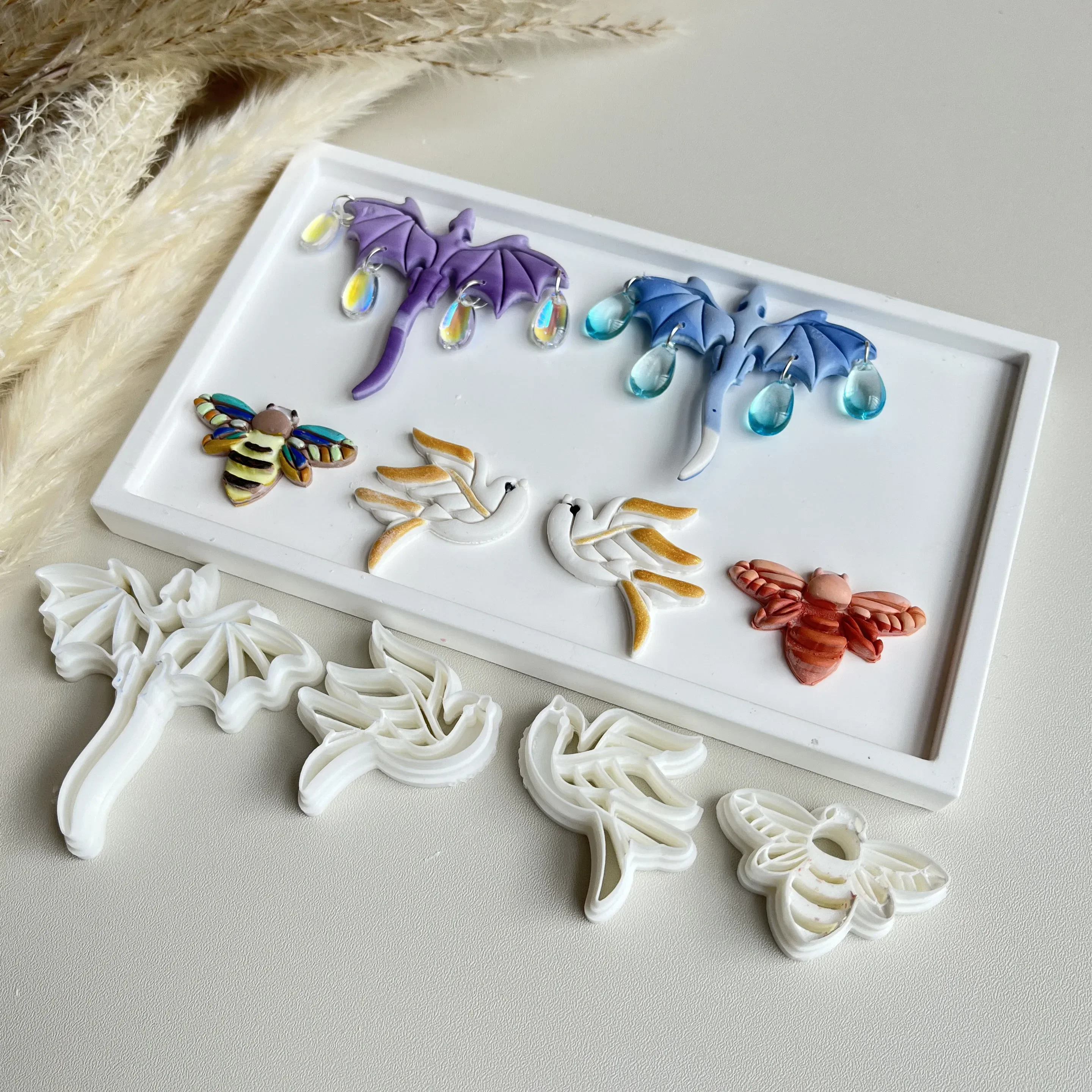 Exquisite Unique Patterns Dragon/Bee/Swallow Shape Polymer Clay Molds Cutter Tools For DIY Handmade Drop Earrings Jewelry Making