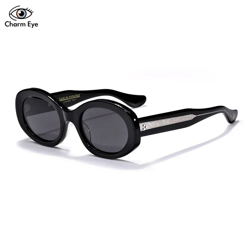

New Women Black Sunglasses Oval Acetate Fashion Luxury Brand Designer Top Quality Outdoor Protection Men Retro Sun Glasses UV400