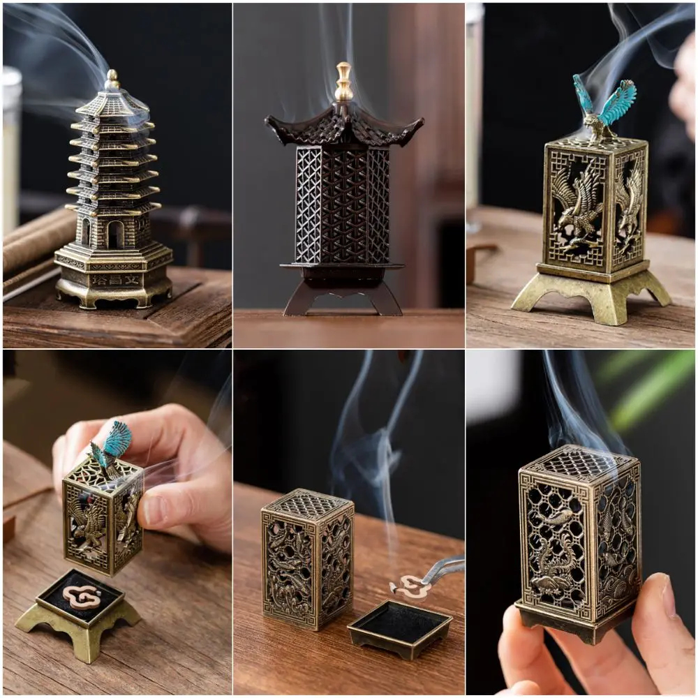 Neuer Räucherstäbchenhalter im Chinesischen Stil mit Guter Symbolik aus Zinklegierung für Innenräume, Vertikales Aromatherapie-Zubehör