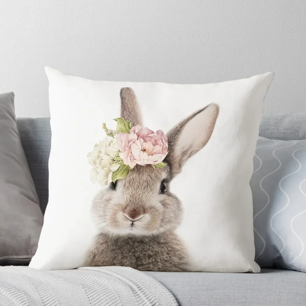 

Peek-a-boo Floral Bunny Throw Pillow Cushions For Children pillows decor home Pillowcase Pillow