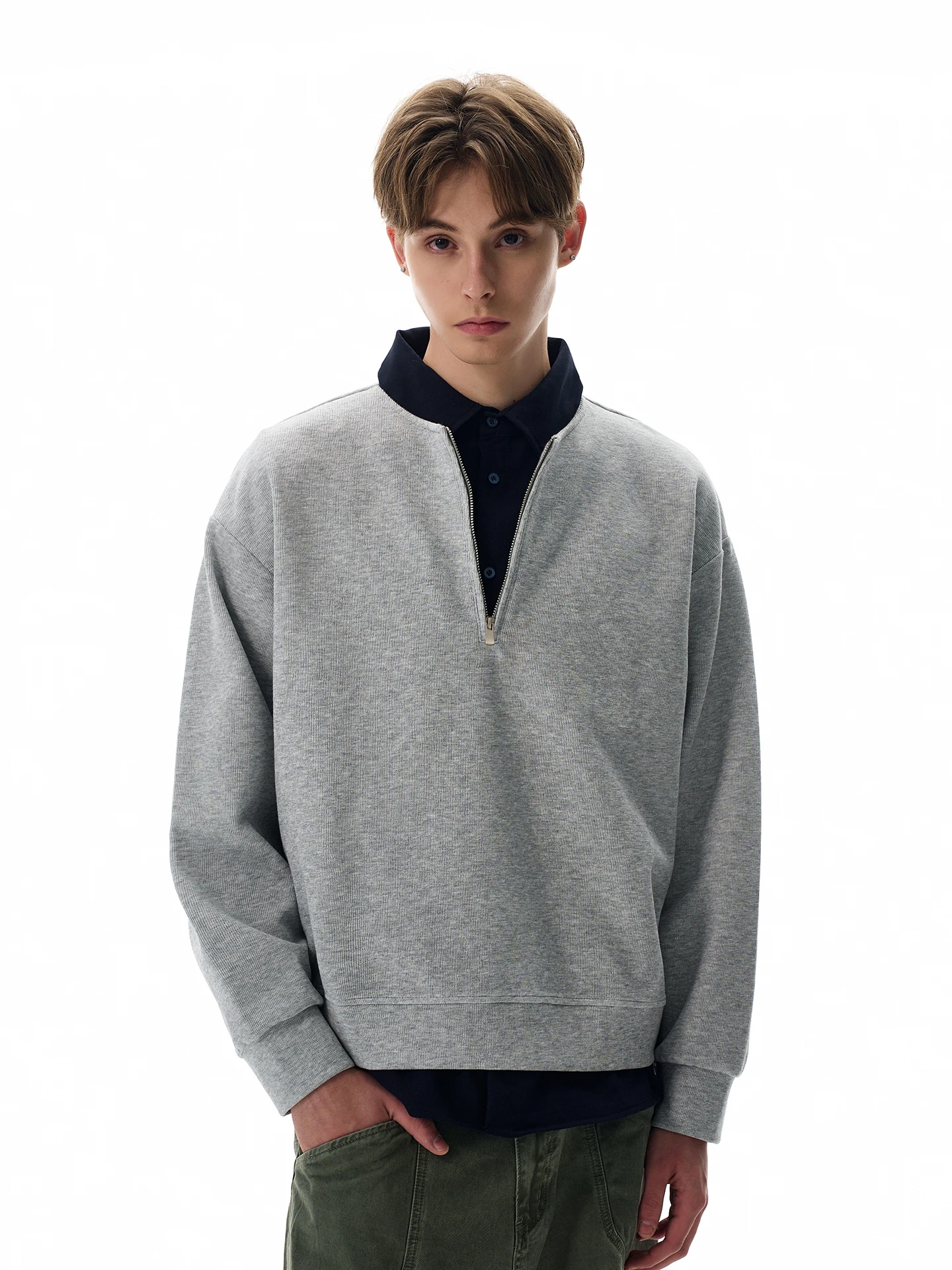 

Cleanfit American Sle irt Hoodie Loose Fit ex Commute Simple Design Long Sve Polyester Cotton Blend Sweatirt