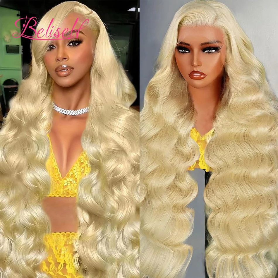 

Beliself 13x6 HD Lace Frontal Wigs Body Wave Blonde 613 Human Hair Wig Pre Plucked 250% Density Glueless 5x5 HD Lace Closure Wig