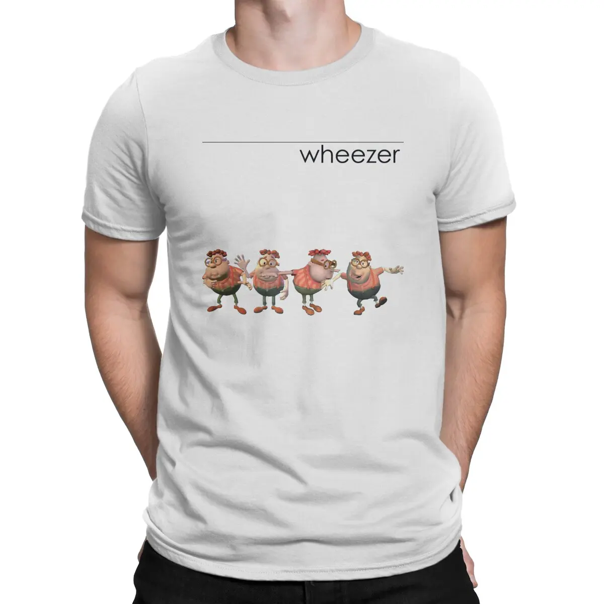 Cartoon Music T Shirt Men Pure Cotton Vintage T-Shirt Round Neck W-Weezer Band Tees Short Sleeve Clothes New Arrival