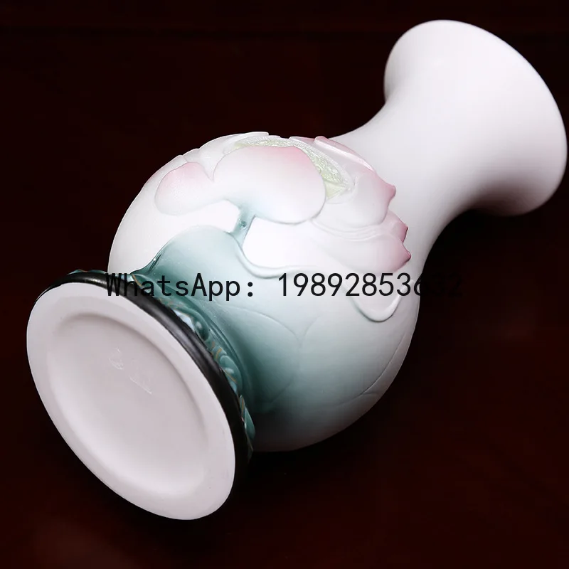 Xl ceramic lotus vase - home living room flower arrangement, buddhist shrine vase ornament, guanyin offering vase