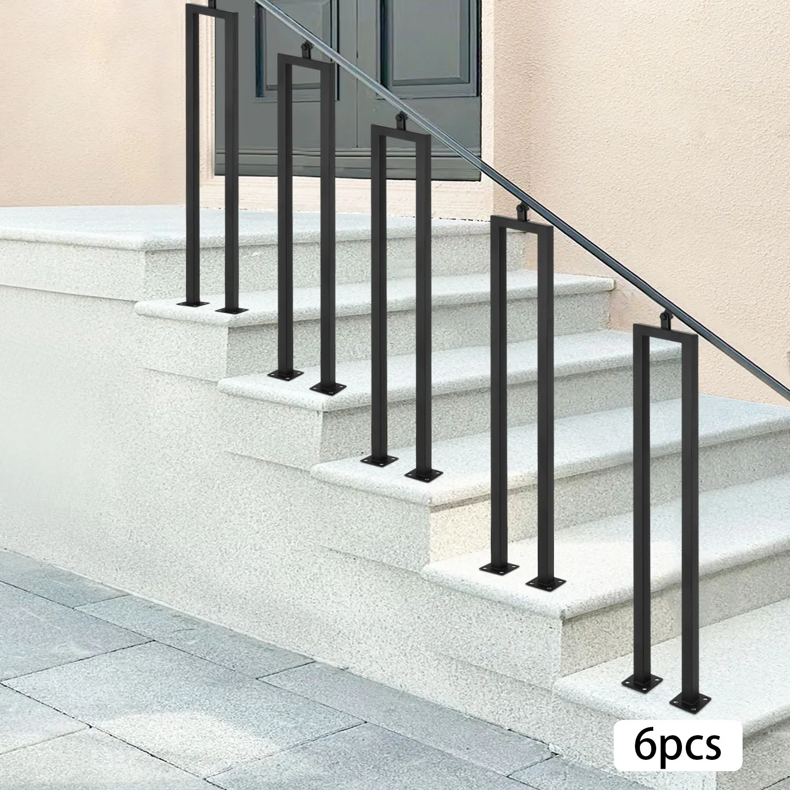 مجموعة درابزين الدرج على شكل حرف U مقاس 36 بوصة - 6 قطع، دعامات درابزين الدرج، لهجات درابزين متينة، ديكور قوي لسكك الدرج