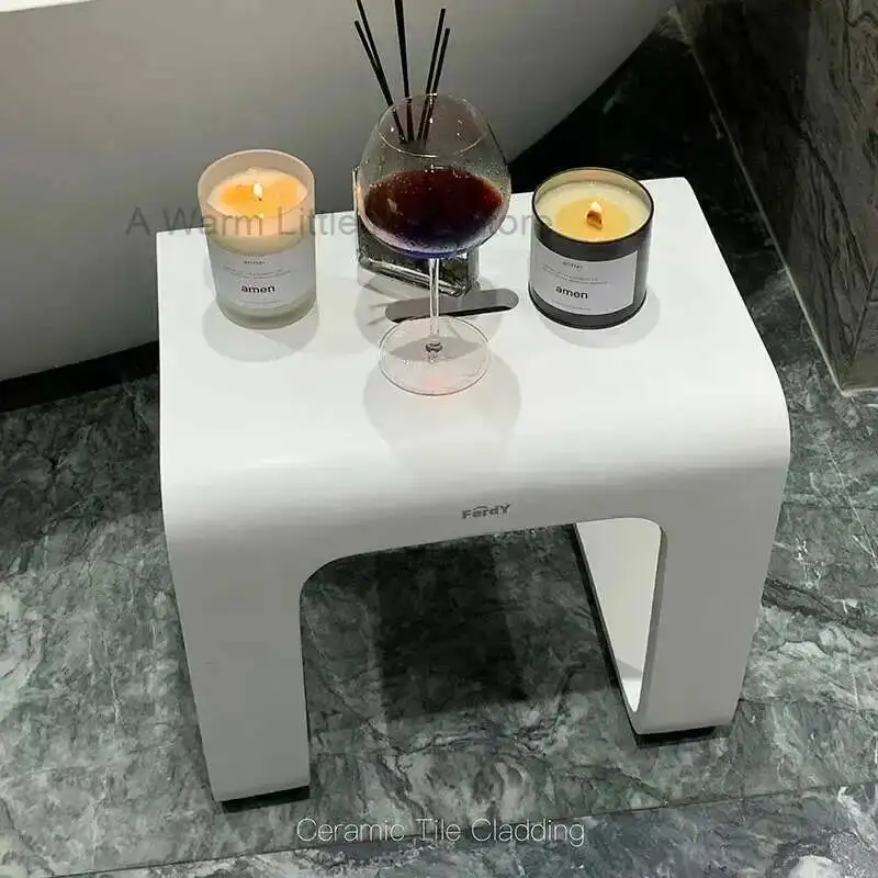 

Polymer Artificial Stone Stool Thickened Square Shoe Changing Aesthetic Value Anti Slip Bathroom Adult Shower Chair Wholesale