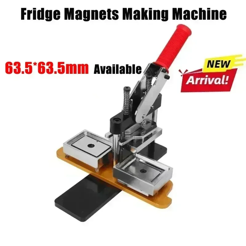 Square Fridge Magnets Making Machine Rotary Metal with Paper Cutter and 100 Sets of Magnet Fridge Making Parts 63.5x63.5mm