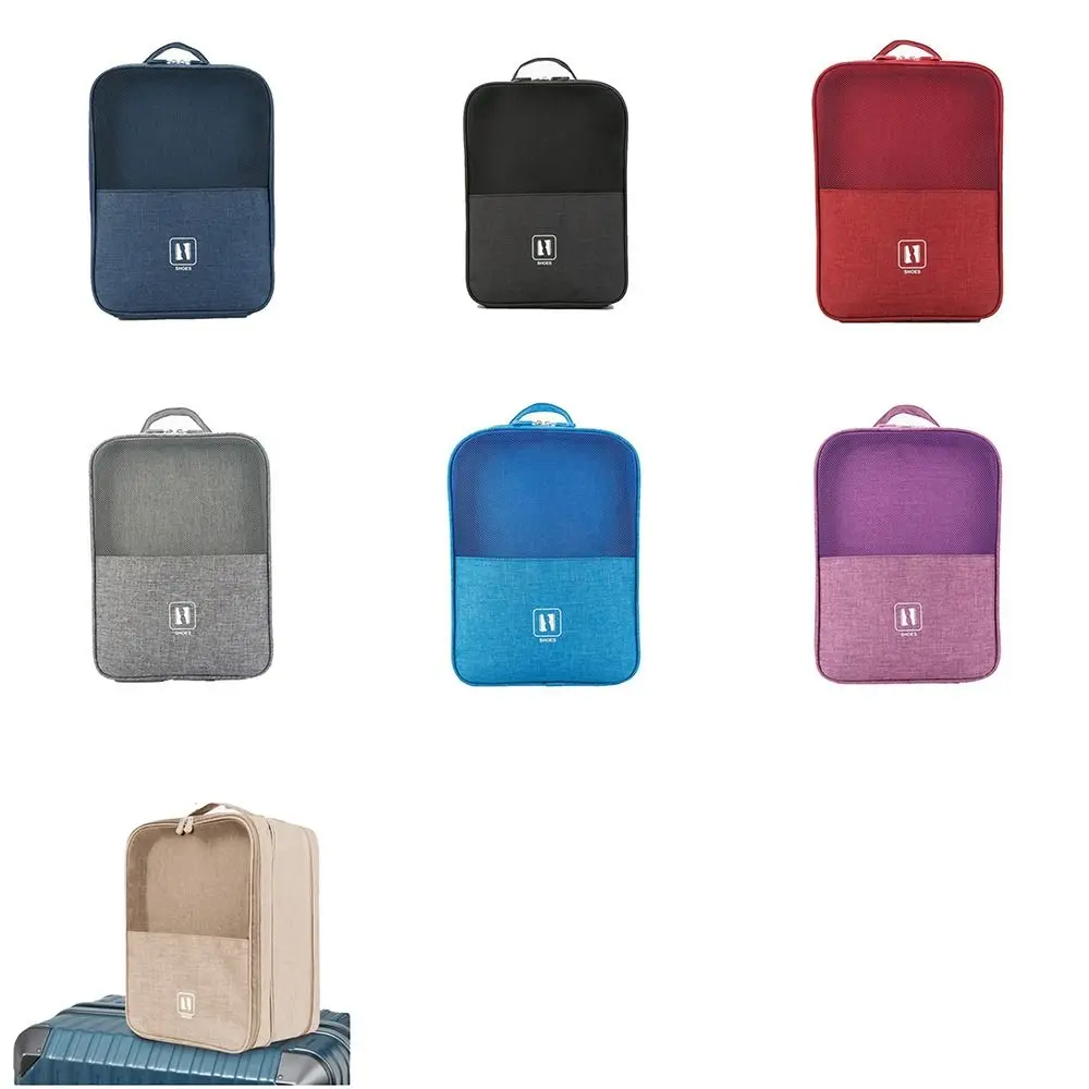 حقيبة تخزين الأحذية بطبقة مزدوجة، حقيبة أحذية للسفر معلقة شبكية قابلة للتنفس، سعة كبيرة مع حقيبة تغليف أحذية الجيب