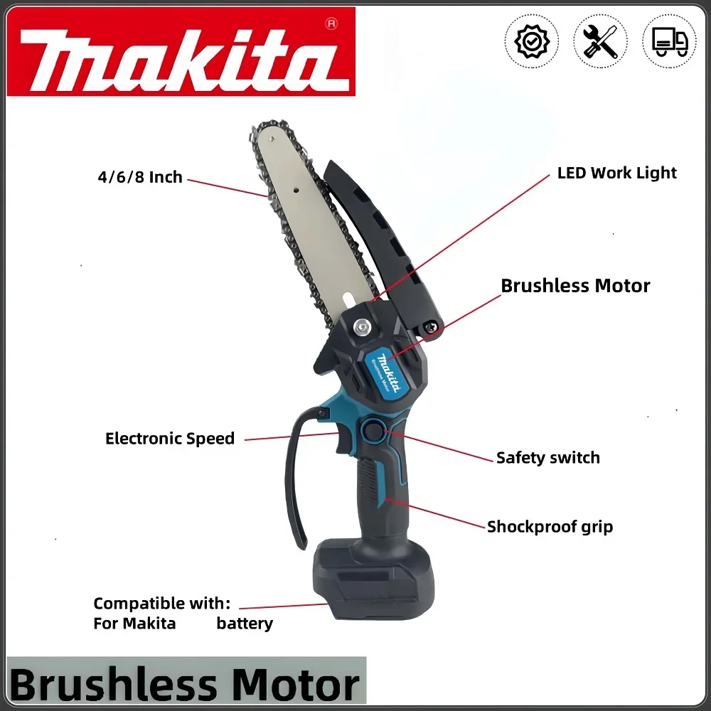 Makita 18V 6-Inch Mini Chainsaw Powerful Cordless Rechargeable Handheld Small Electric Saw Pruning Garden Tool Makita battery