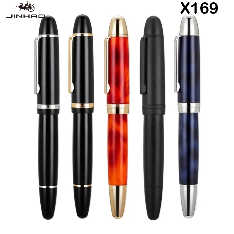 JINHAO X169 / 59 Fountain Pen Gold Clip Pen Elegant Black EF/F/M Nib Writing Ink Pen Pk 9019 Office School Supplies Stationery