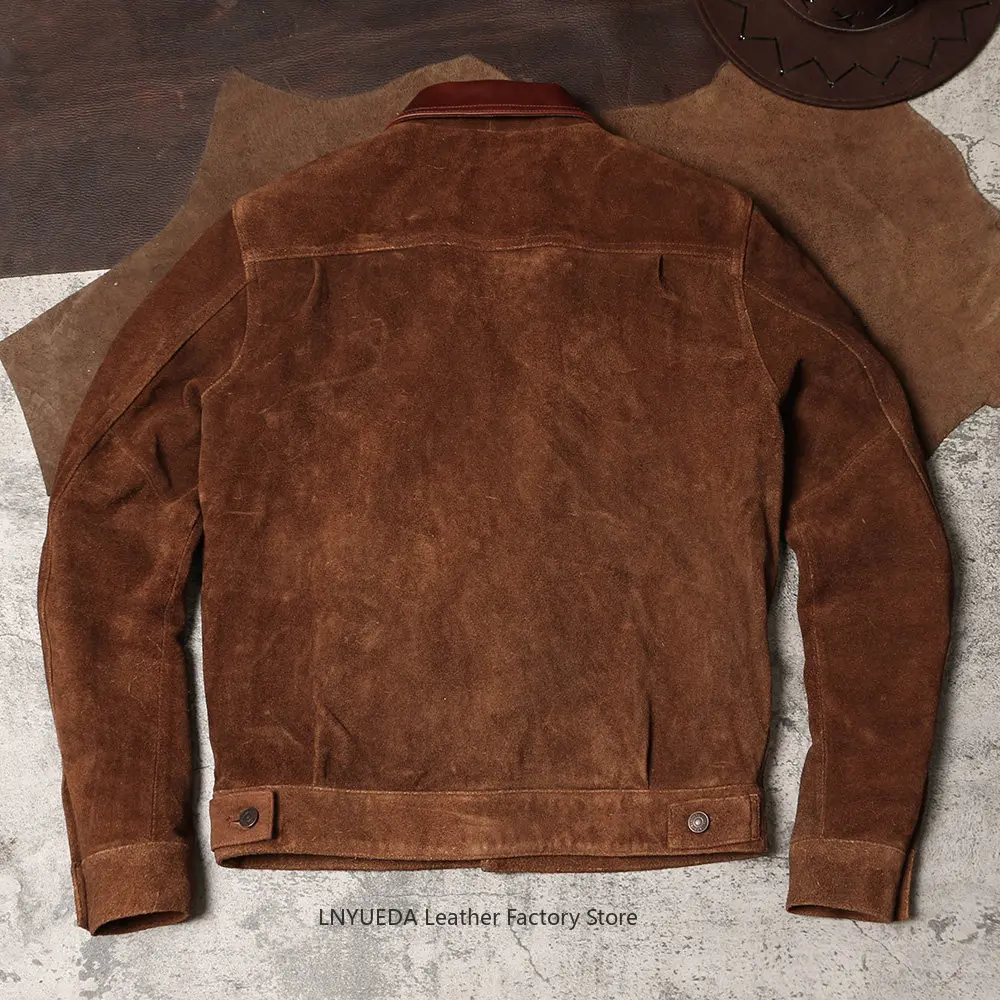 Men Vintage American Retro Washed Real Leather Jacket Amekaji Nubuck Cowhide 506 Genuine Leather Coat - view 2