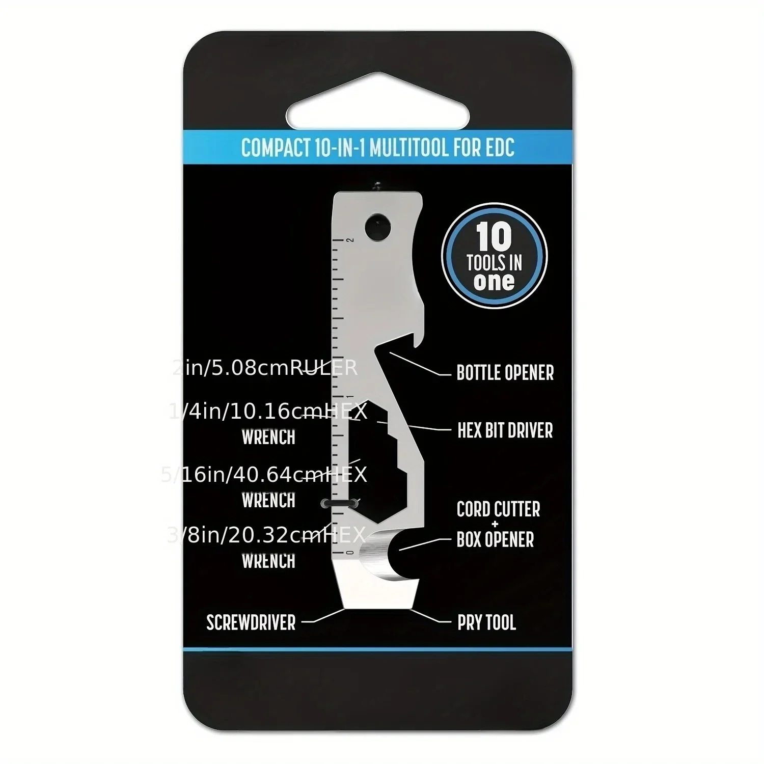 10 في 1 سلسلة مفاتيح متعددة الأدوات EDC قضيب رفع متعدد الأدوات، مفك فتاحة الزجاجات، فتاحة الصندوق، قاطع الحبل والمزيد من أدوات المفاتيح TSA EDC