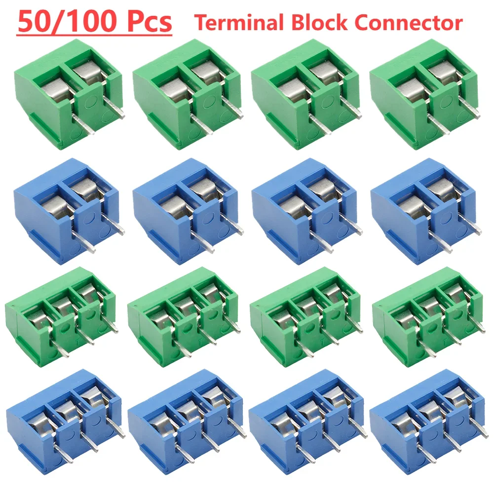 50/100 Stück KF301-2P/3p Leiterplatte montage Schraub klemmen blockst ecker 5mm Abstand 2-polig 3-polig Schraube Leiterplatte klemmen blockst ecker