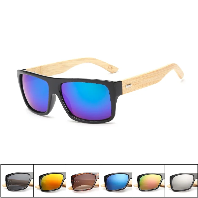 Classic Bamboo Wood Sunglasses Brand Design Men Women Coating Mirror Sun Glasses Retro Glasses UV400 Shades Gafas De Sol