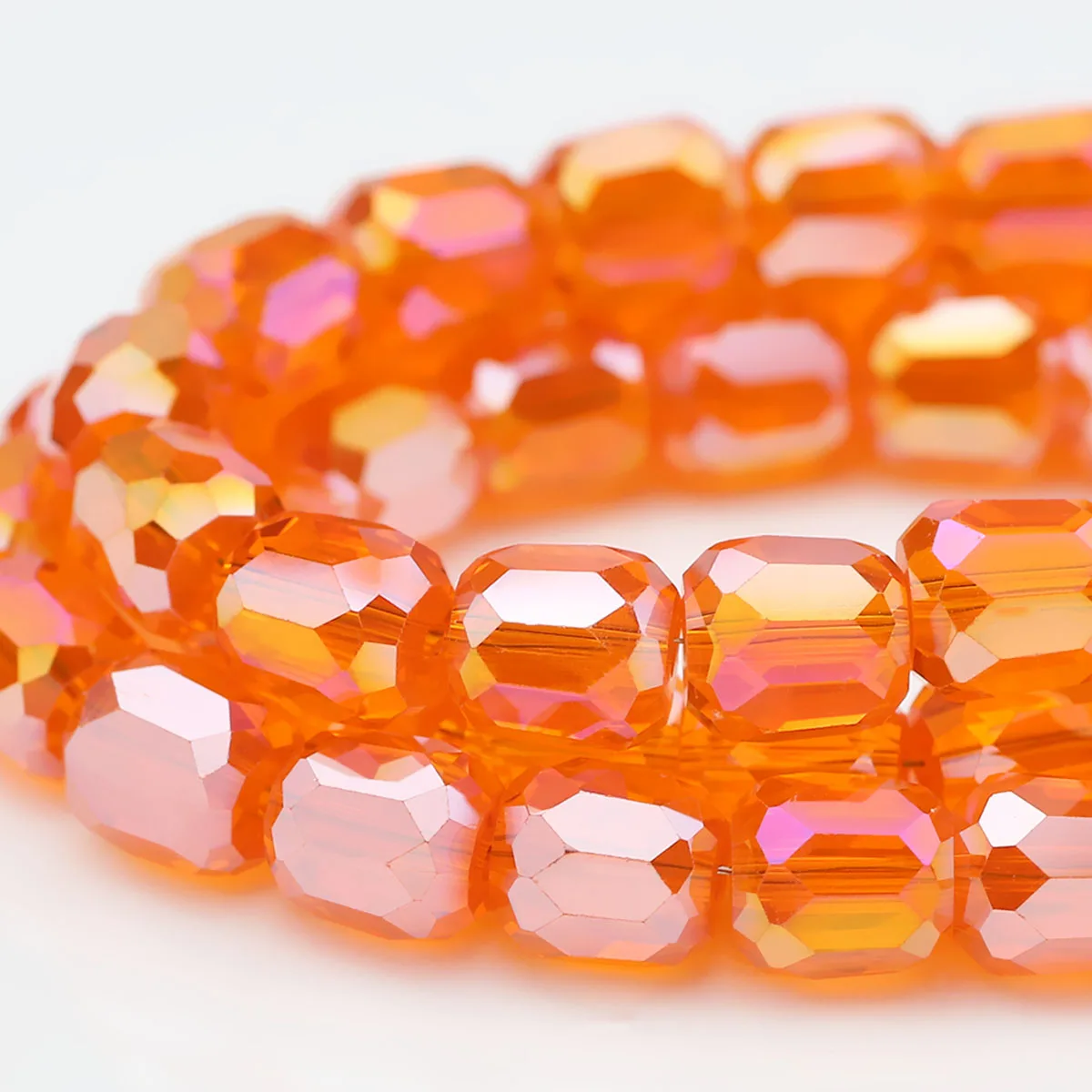 Austrian Crystal Faceted Barrel Orange AB Glass Spacer Beads 79pcs 8mm For DIY Jewelry Making Necklaces Bracelets Accessories