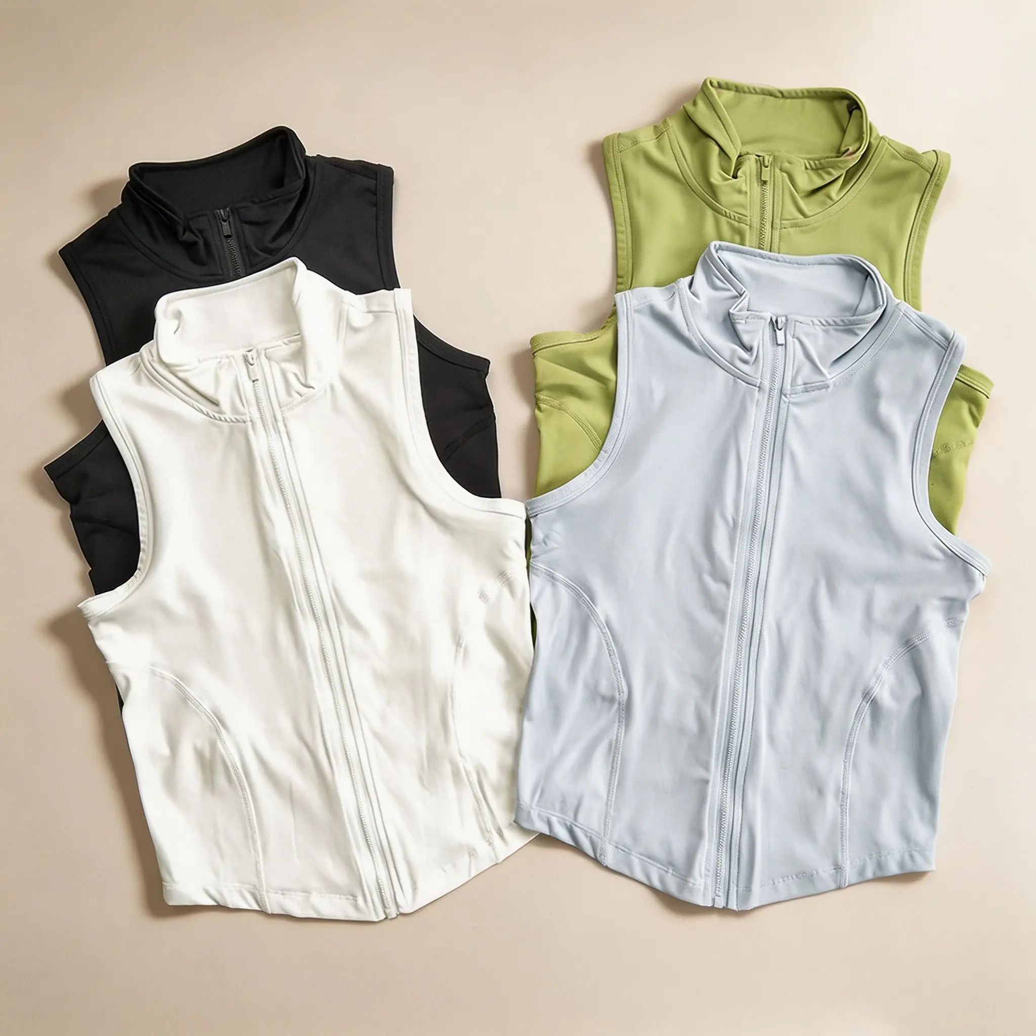 Zip Up Training Vest, Sleeveless Quick Dry Top for Gym, Running & Yoga, Casual Outer Wear