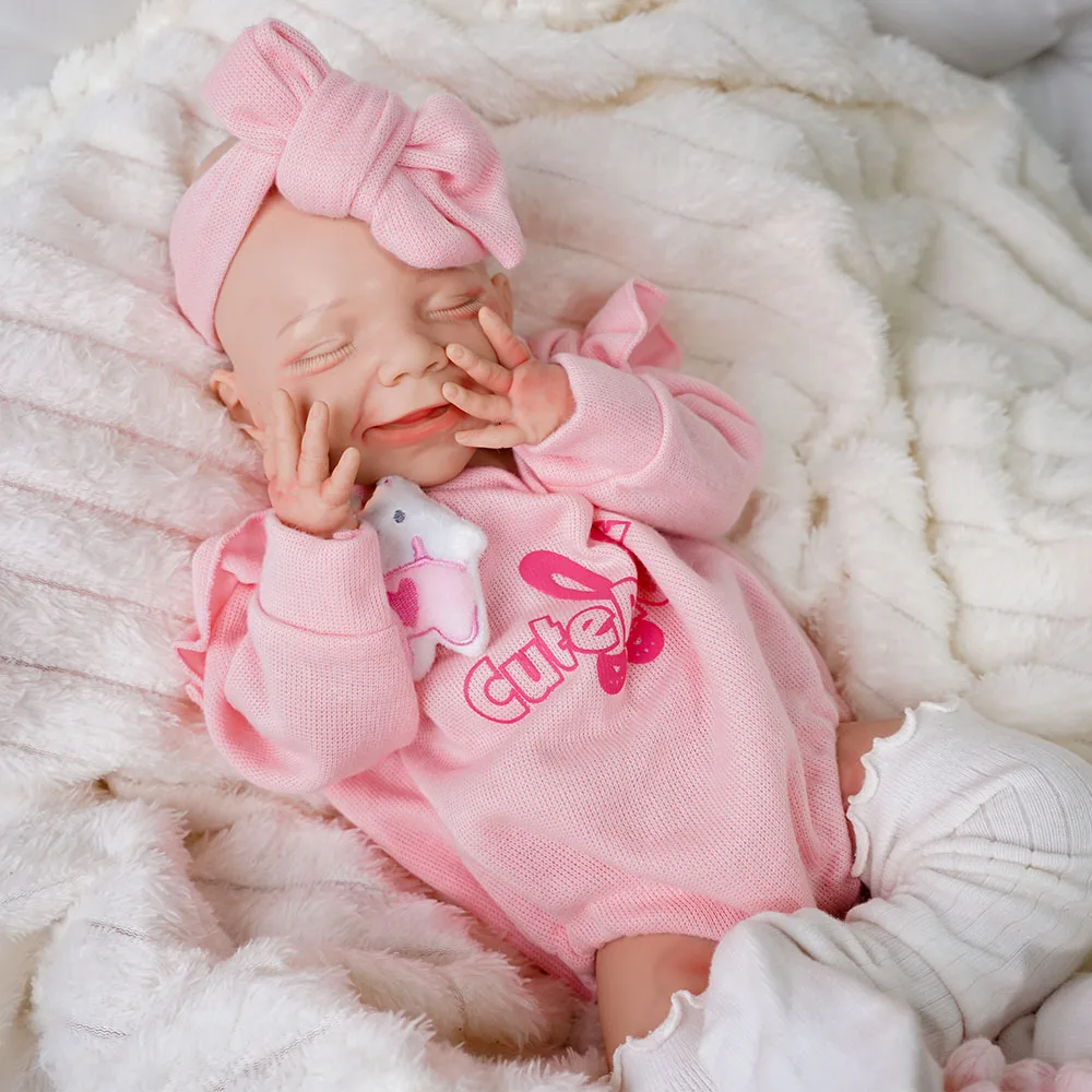 Randomly Included Clothing--Adorable Full Silicone Reborn Doll Realistic Newborn Exquisite Texture Details Companion Doll for Lonely Elderly