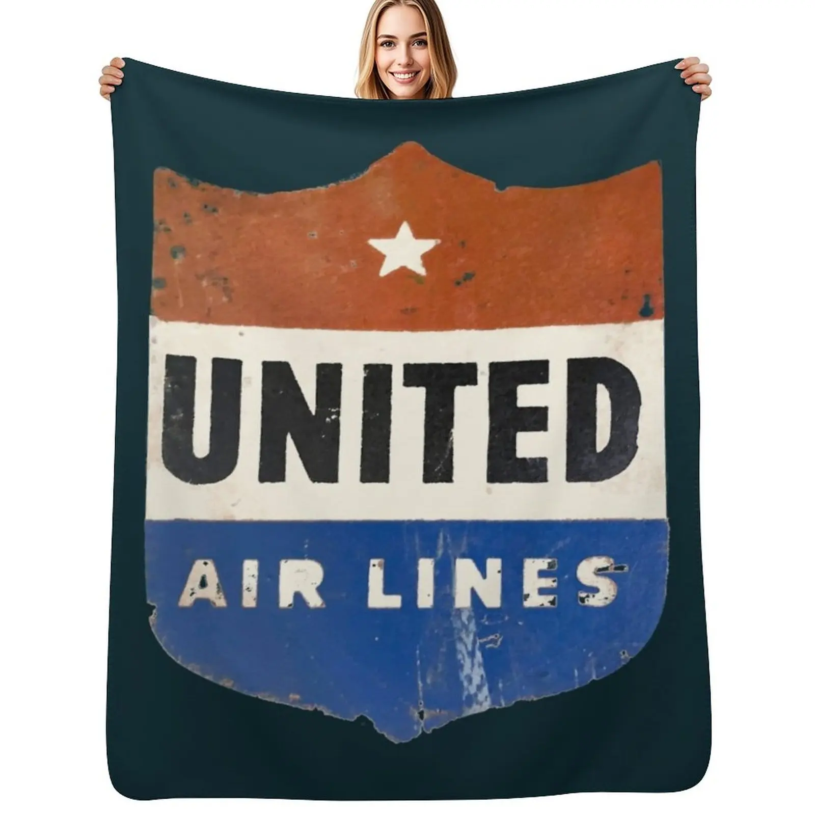 United Air Lines - Vintage Throw Blanket Plaid Flannel christmas gifts Heavy Summer Thins Blankets