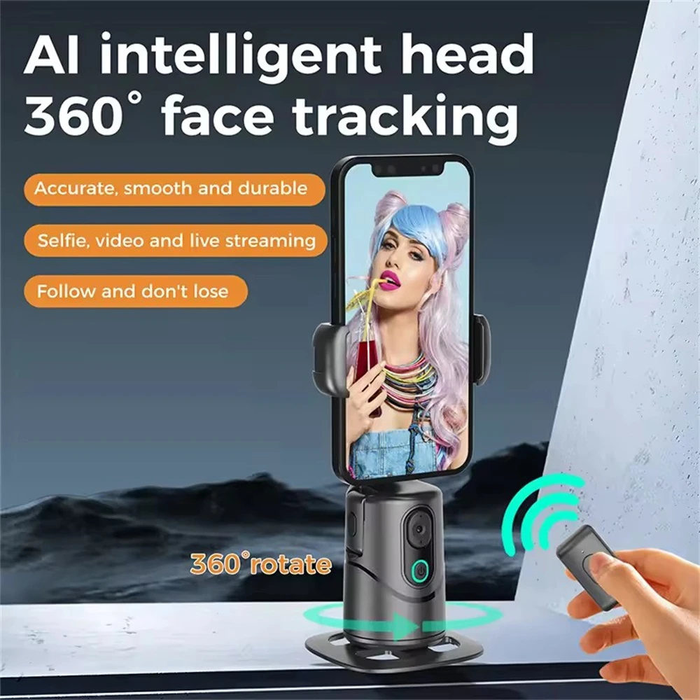 

MEUYAG Automatic facial tracking phone holder with remote control and gesture control, 360 ° rotating phone camera holder