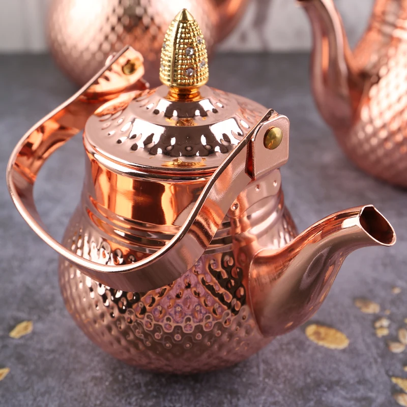 Stainless steel electroplated tea pot, Chinese style milk tea pot, afternoon tea pot, small capacity