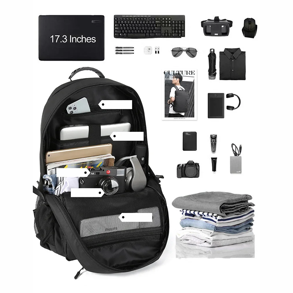 Imagem -05 - Bolsa Multifuncional Anti-roubo Impermeável para Homens Mochila de Viagem Quente Grande Capacidade Bolsa para Laptop Expansível Usb 17.3