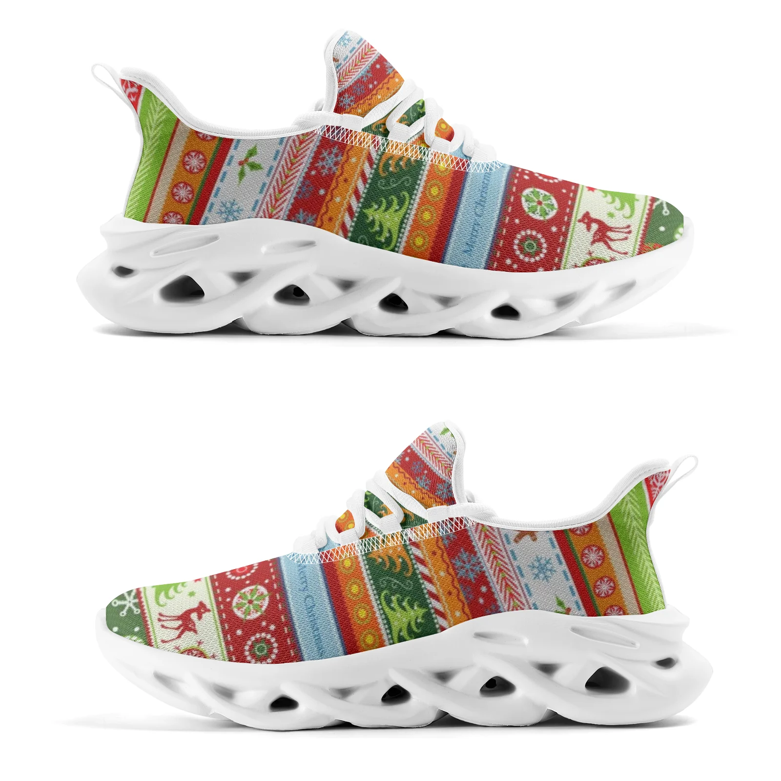 Рождественский элемент, повседневная спортивная обувь в полоску, молодежные кроссовки, сетчатая обувь на шнуровке, кроссовки для мужчин и женщин