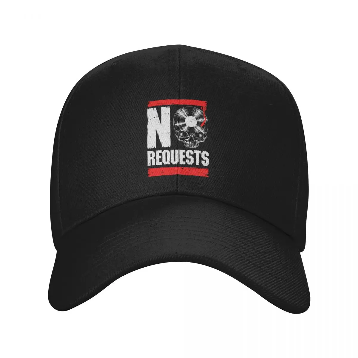 No Requests DJ Turntable Vinyl Record Gothic Skull Baseball Cap custom caps Fishing cap cute Caps For Men Women's