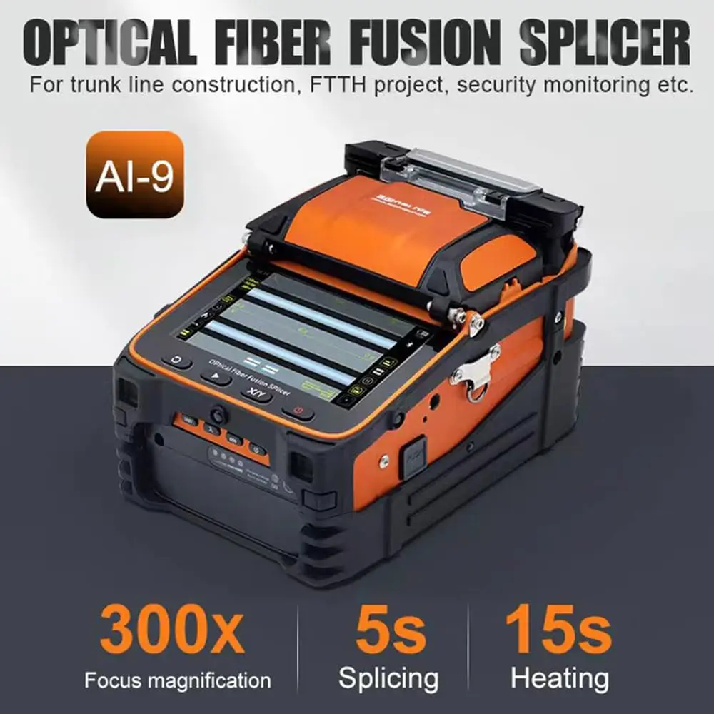 SM&MM Automatic Fiber Optical Fusion Splicer Six Motor Core Alignment Splicing 5S Heating 15S Integrate Visual Fault Locator