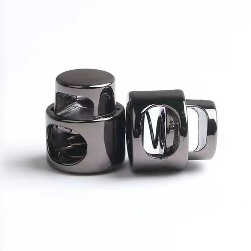 10pcs Drawstring Stops Toggle Stopper Metal Clasp Single Hole Cord Lock Clip Spring Buckle Accessories End Button Gold Black