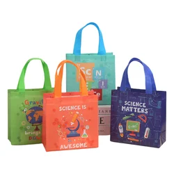 Science Theme Pattern, Non Woven Waterproof Eco-friendly Tote Bag, Candy, Snacks, Chocolate, Toys, School Activities, 12Pcs