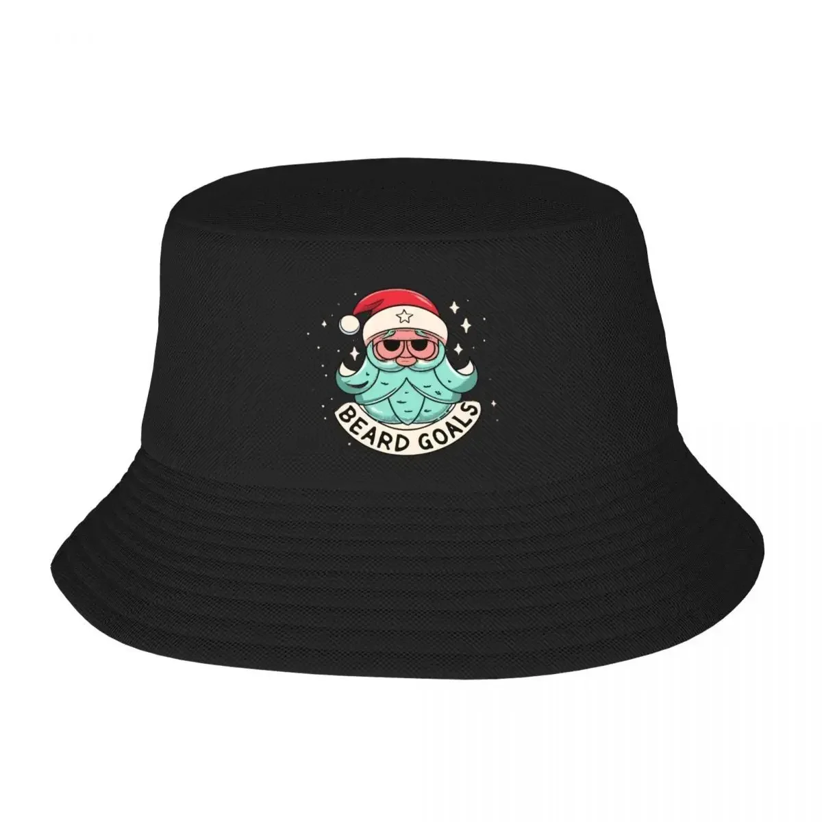 New Funny Christmas Pun Santa Claus Beard Goals Christmas Quotes Bucket Hat Beach Streetwear Fashion Beach Hat Women Men's