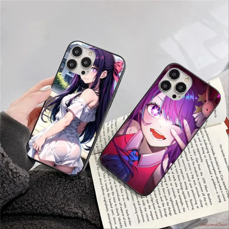 Ainme AI HOSHINO Beauty Phone Case for iPhone 14 13 12 11 XS X 8 7 6 Plus Mini Pro Max SE 2022 Black Soft Phone Cover Funda