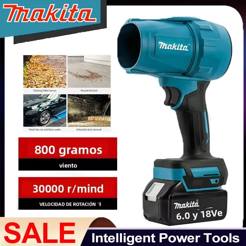 

Makita 18V Rechargeable Electric Air Duster Car Cleaning Tool with Light 30000RPM Turbo Jet Fan High-Speed Violent Blower